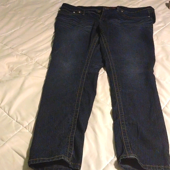 Jean Colony Jeans in a size 18 dark blue in color with a light blue design - Picture 1 of 5